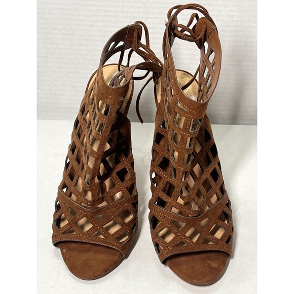 Express Womens Size 10 Brown Cutout Stiletto High Heel Sandals - Picture 3 of 11